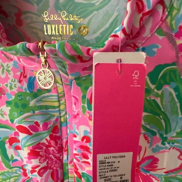 Lilly Pulitzer Luxletic Marion half zip upf 50+ size medium - Picture 3 of 5